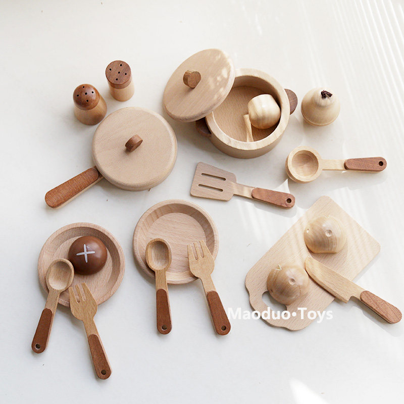 Juego de cocina de madera de h - Kids Toys Kitchen Set reseña y precio